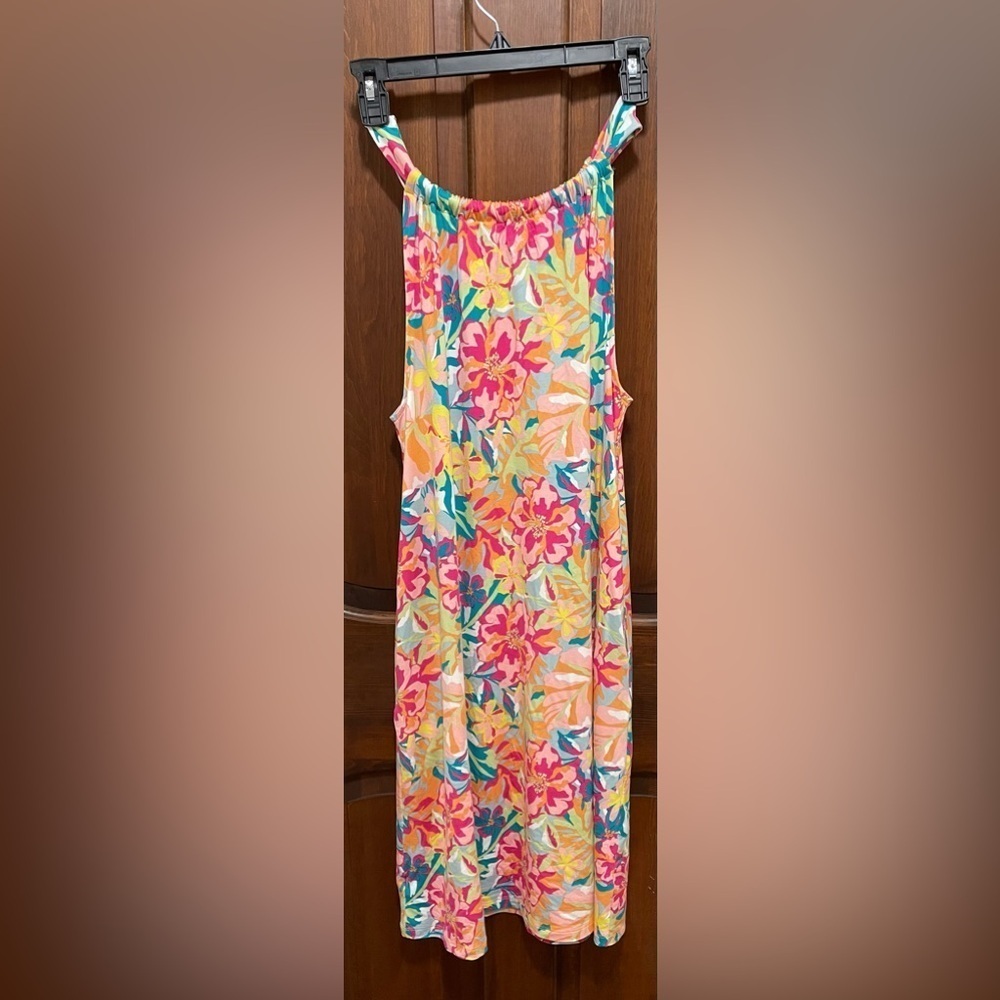 Time Tru women’s size L(12-14) floral print Halter dress with vibrant color